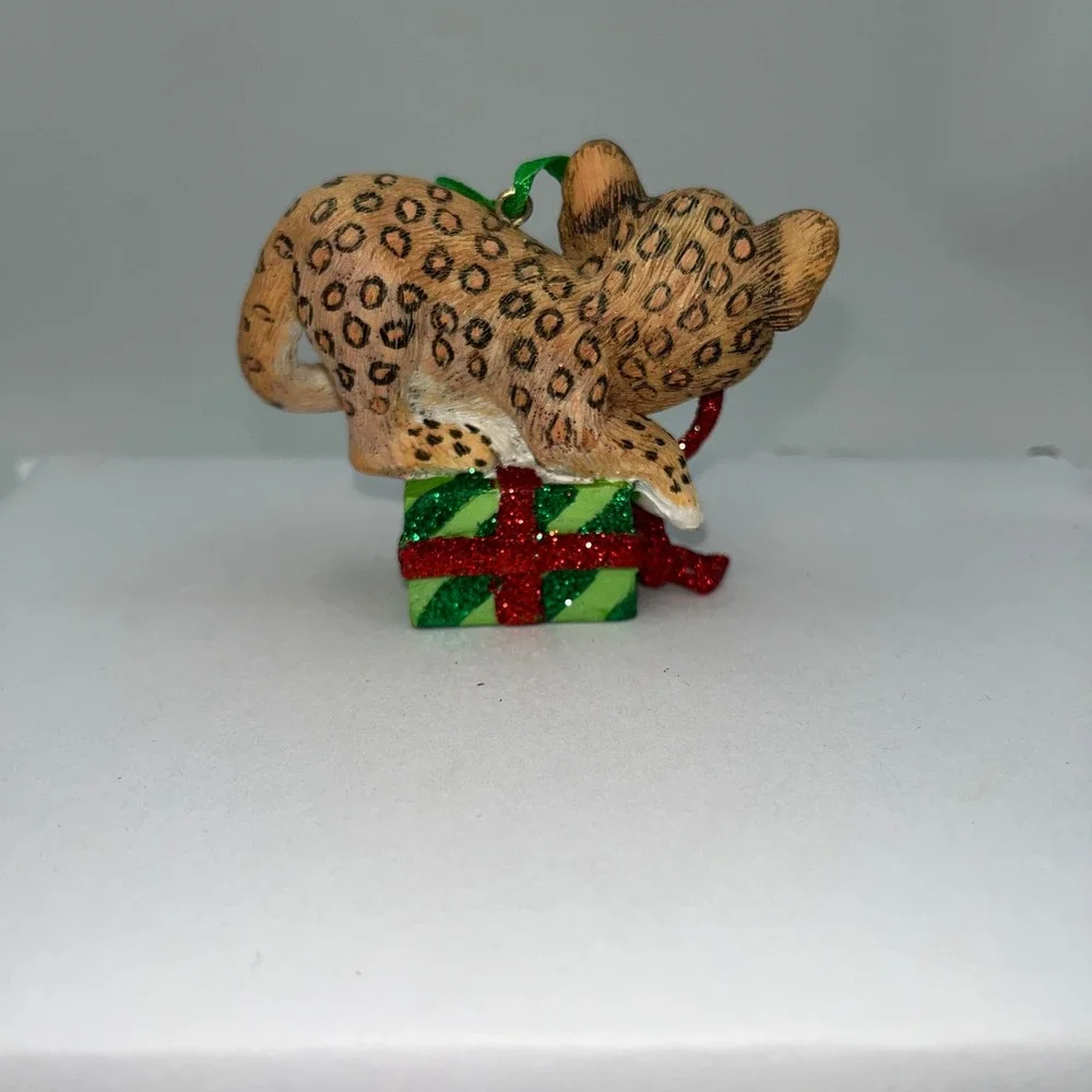 Baby Danbury Mint Animal Ornaments Leopard Tan Gift Box Christmas Holiday Decor